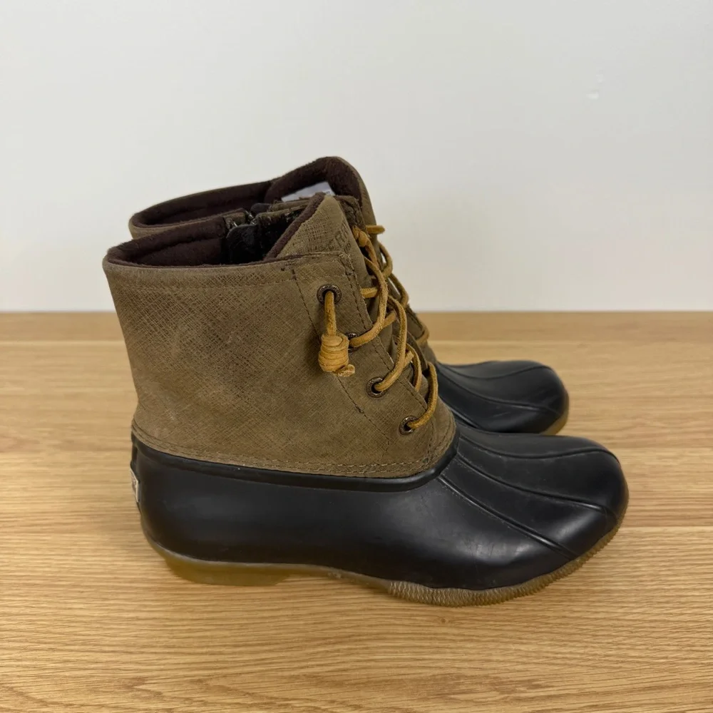 perry Saltwater Duck Boots Womens 7 Brown Olive | Waterproof Rain Snow Boots
